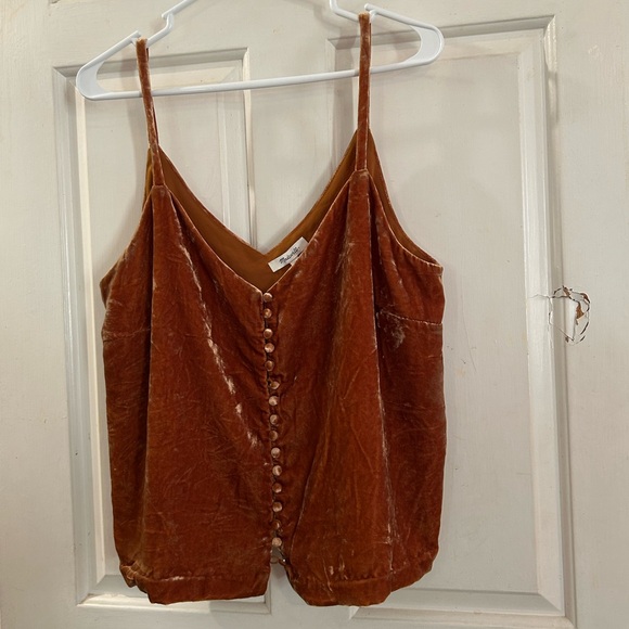 Madewell Tops - Madewell Velvet Button-Front Cami in Rust Brown